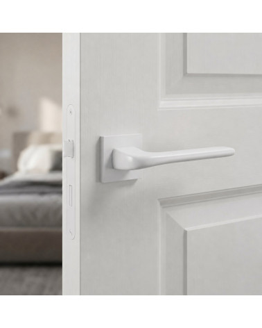 La poignée de porte en solo de couleur blanche