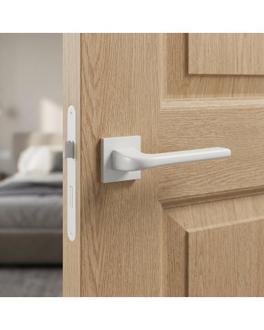 La poignée de porte en solo de couleur blanche