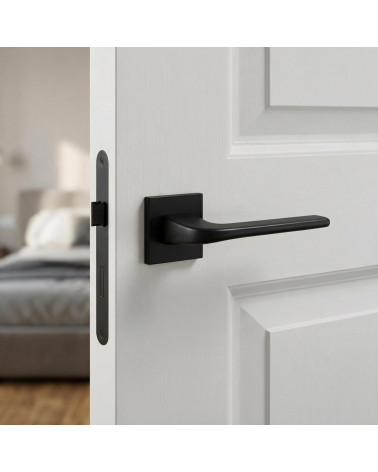 La poignée de porte carré en zamak de couleur noire