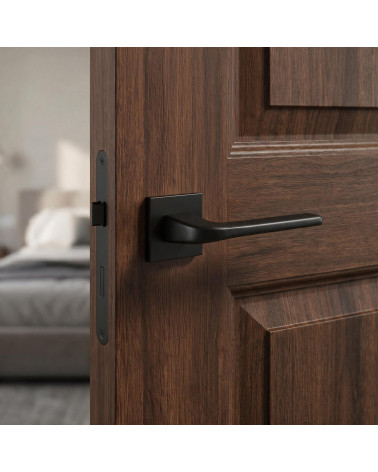 La poignée de porte carré en zamak de couleur noire