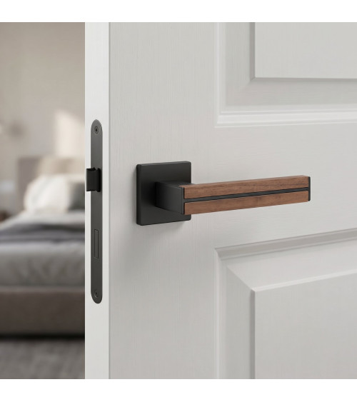 Poignée de porte  en bois de noyer et noire IMPERATA poignée design