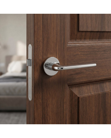 Poignée de Porte Chrome Poli Lustrée et Luxueuse - Modèle OLEANDRO