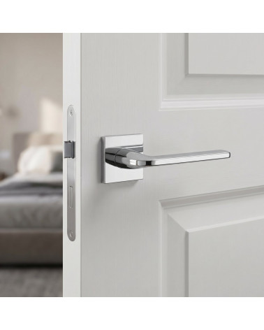 Poignées de porte chrome poli Scandi carrées slim