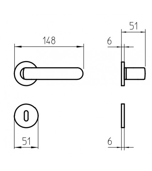 Poignée de porte nickel laqué Mandelli PP33 poignée design