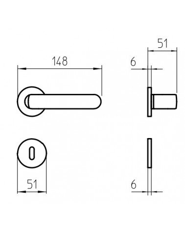 Poignée de porte Mandelli PP33 avec dimensions