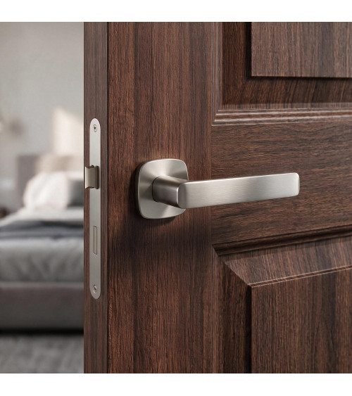 Poignée de porte nickel satiné STELLA quincaillerie design