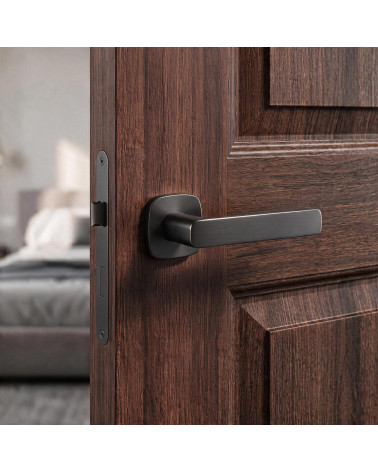 Poignées de porte graphite STELLA carrée arrondie