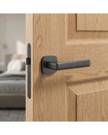 Poignées de porte graphite STELLA carrée arrondie