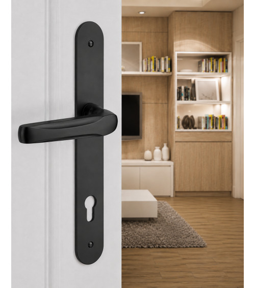 Poignée de porte moderne sur plaque Laiton - MADE IN FRANCE -  poignée design