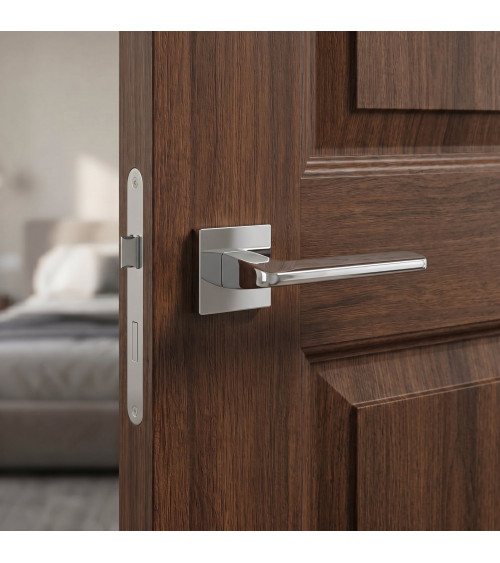 Poignée de porte chrome poli YUKA quincaillerie design