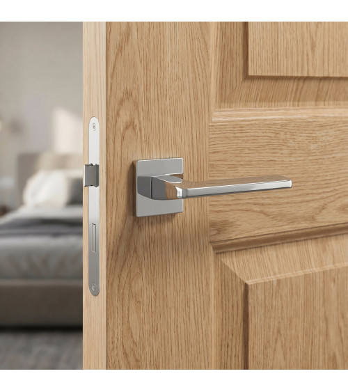 Poignée de porte chrome poli YUKA quincaillerie design
