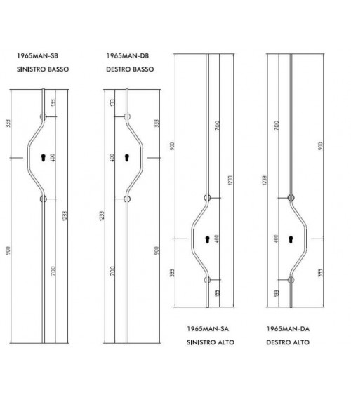 Poignée de porte en laiton Mandelli CHICANE quincaillerie design