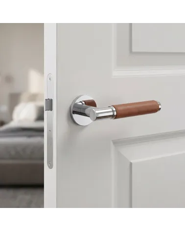 Poignée de porte haut de gamme en cuir clair TUPAI 4200/200 ronde - MillaPoignées