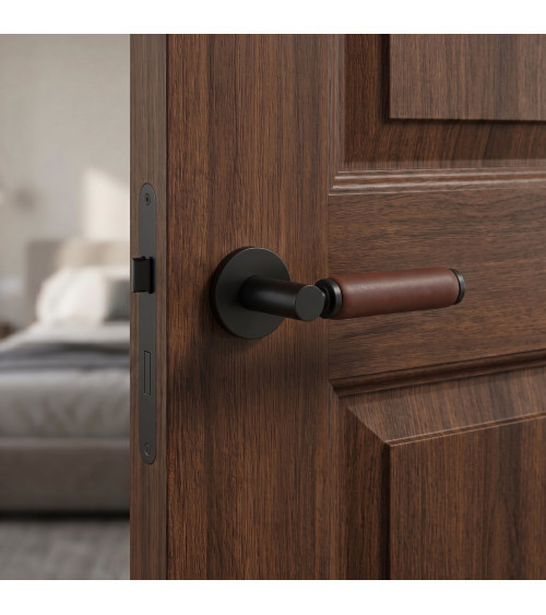 Poignée de porte noire en cuir foncé  TUPAI 4200/201 ronde -  poignée design