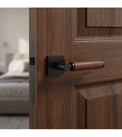 Poignée de porte noire en cuir foncé TUPAI 4200/201 carrée -  poignée design