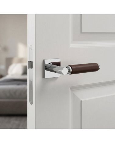 Poignée de porte haut de gamme en cuir foncé TUPAI 4200/201 carrée - MillaPoignées