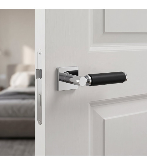 Poignée de porte en laiton et en cuir TUPAI 4200/202 carrée -  poignée design
