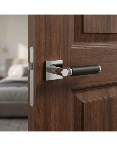 Poignée de porte carrée laiton et cuir TUPAI 4200/202 - MillaPoignées