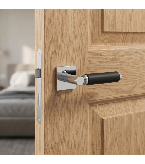Poignée de porte en laiton et en cuir TUPAI 4200/202 carrée -  poignée design