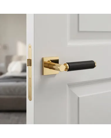 Poignée de porte haut de gamme en cuir contemporaine TUPAI 4200/202 carrée - MillaPoignées