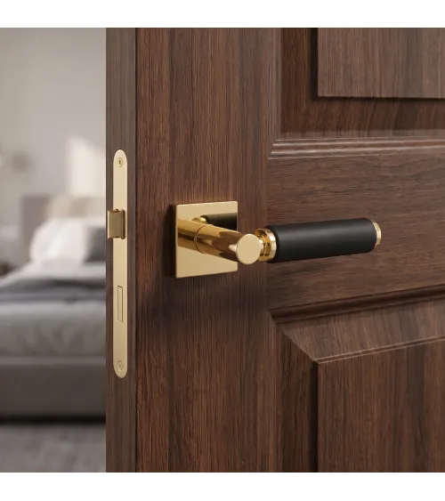 Poignée de porte contemporaine en cuir TUPAI 4200/202 carrée -  poignée design