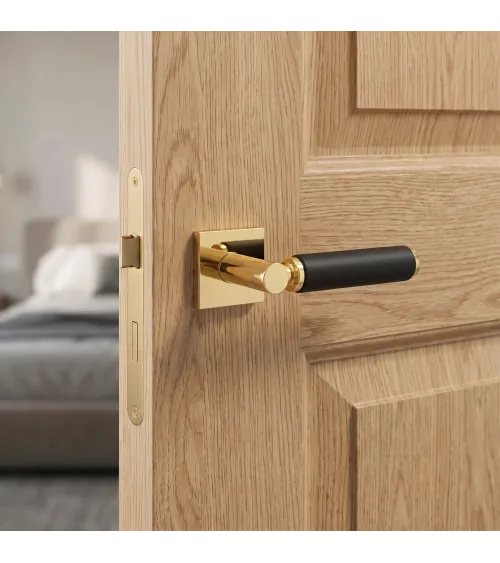 Poignée de porte contemporaine en cuir TUPAI 4200/202 carrée -  poignée design