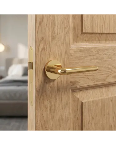 Poignée de Porte Or Poli Lumineux et Raffiné - Modèle FUNKIA
