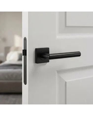 Poignée de Porte Noire Sobre et Intemporelle - Modèle KVADRAT 1701