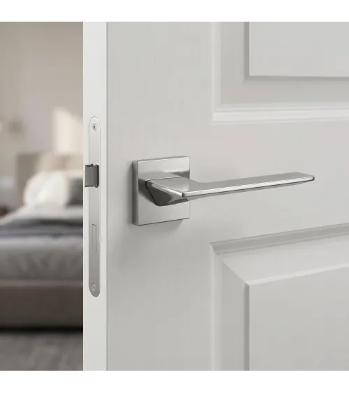 Poignée de porte chrome satiné VS VIP carrée -  poignée design