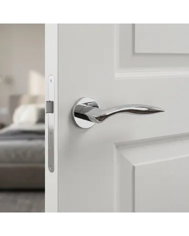 Poignée de Porte Chrome Poli Raffiné et Sophistiqué - Modèle ROBINE