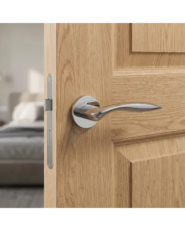 Poignée de Porte Chrome Poli Raffiné et Sophistiqué - Modèle ROBINE