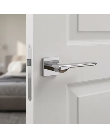 Poignées de porte chrome poli LIGNE carrées