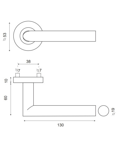 dessin technique de la poignée de porte altesse
