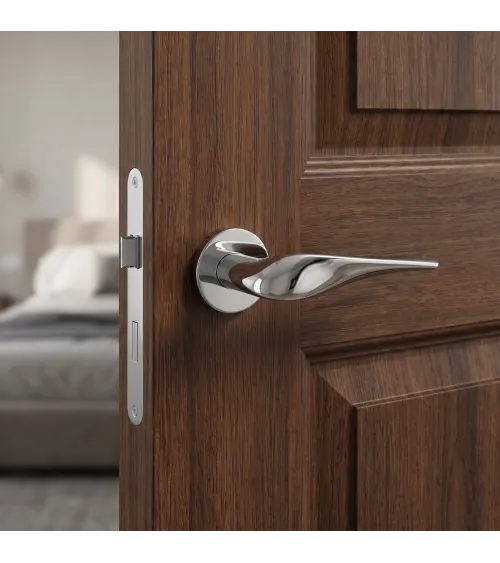 Poignée de porte chrome poli PETUNIA quincaillerie design