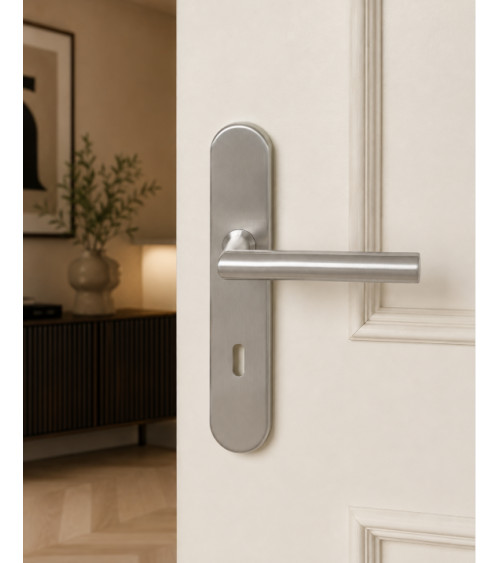 Poignée de porte sur plaque 165 mm finition inox brossé – modèle Altesse