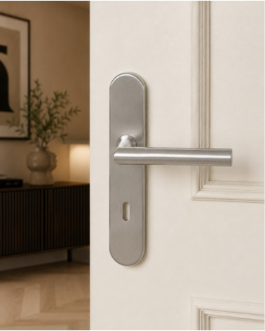 Poignée de porte sur plaque 165 mm finition inox brossé – modèle Altesse