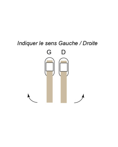 Poignée de fenêtre IRATY en bois de hêtre et inox brossé — schéma du sens de pose, droite ou gauche