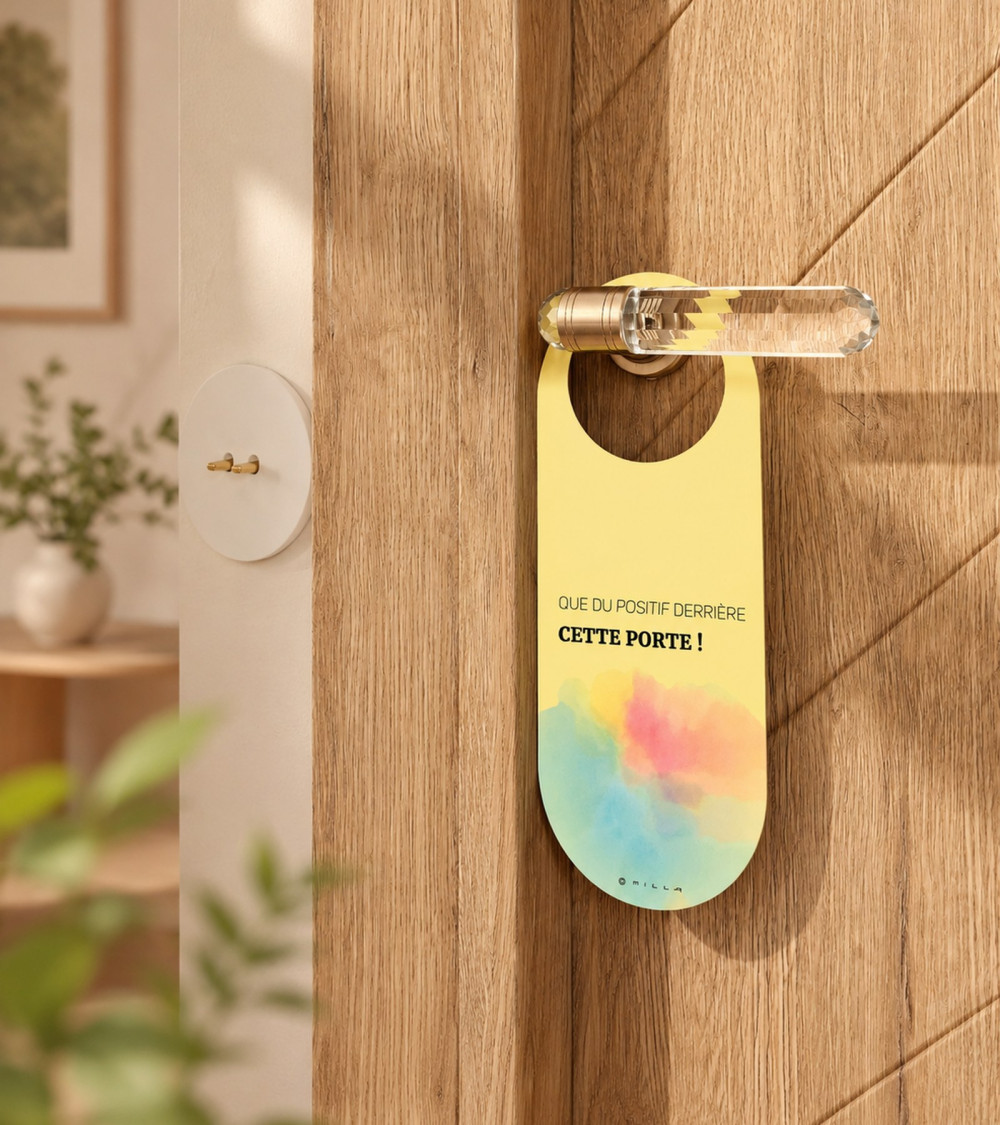 Accroche-porte recto-verso Positif & Zone sans soucis