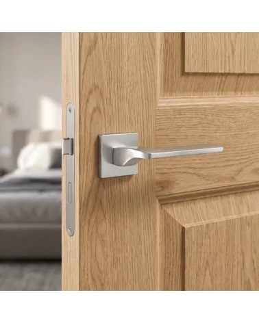 Poignée de Porte Chrome Satiné Lustrée et Intemporelle - Modèle SEMPRE