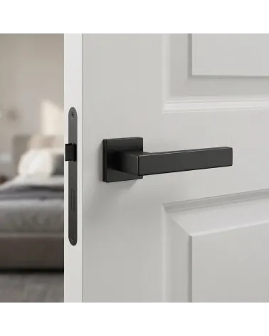 Poignée de Porte sur Plaque Carrée Simple et Élégante - Modèle PINA