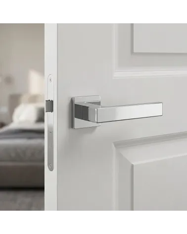 Poignée de Porte Chrome Poli Métallique et Sophistiqué - Modèle PINA