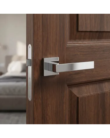 Poignée de Porte Chrome Poli Métallique et Sophistiqué - Modèle PINA