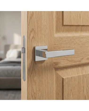 Poignée de Porte Chrome Poli Métallique et Sophistiqué - Modèle PINA