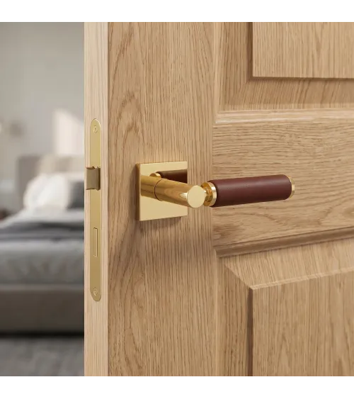 Poignée de porte contemporain en cuir clair TUPAI 4200/200 carrée -  poignée design