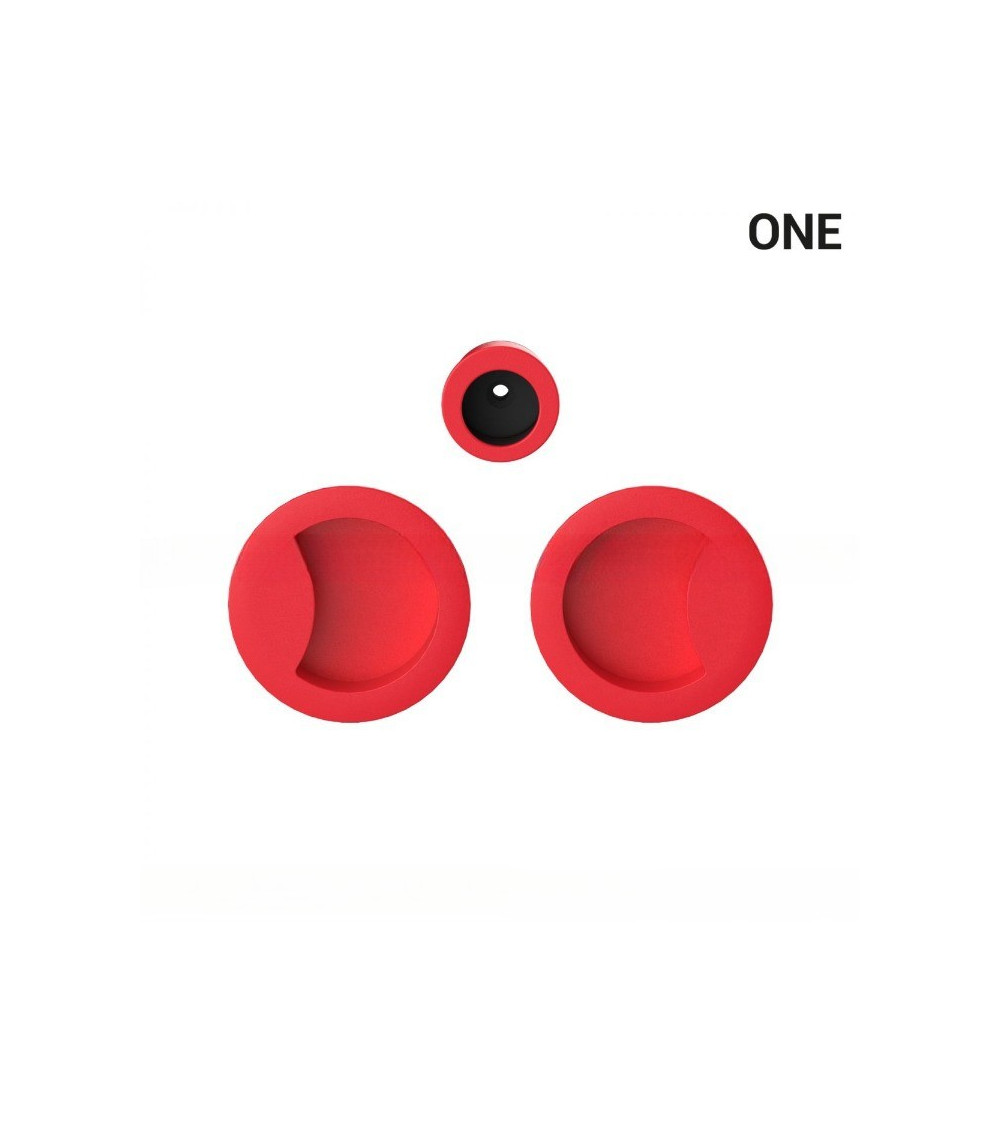 Poignée cuvettes simples de couleur rouge, pour portes coulissantes, plaque ronde - Colombo Design Mood OneQ -  poignée design