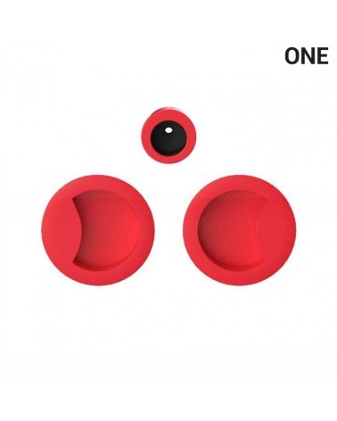 Poignée cuvettes simples de couleur rouge, pour portes coulissantes, plaque ronde - Colombo Design Mood OneQ -  poignée design