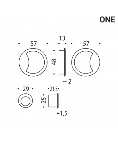 Poignée cuvettes simples de couleur rouge, pour portes coulissantes, plaque ronde - Colombo Design Mood OneQ -  poignée design