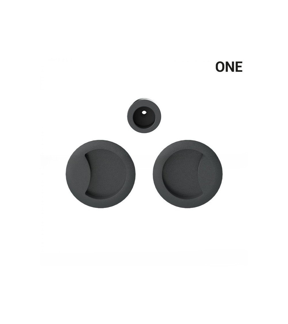 Poignée cuvettes simples de couleur anthracite, pour portes coulissantes, plaque ronde - Colombo Design Mood One -  poignée desi
