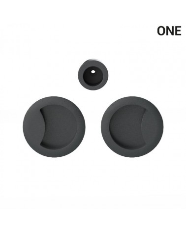 Poignée cuvettes simples de couleur anthracite, pour portes coulissantes, plaque ronde - Colombo Design Mood One -  poignée desi