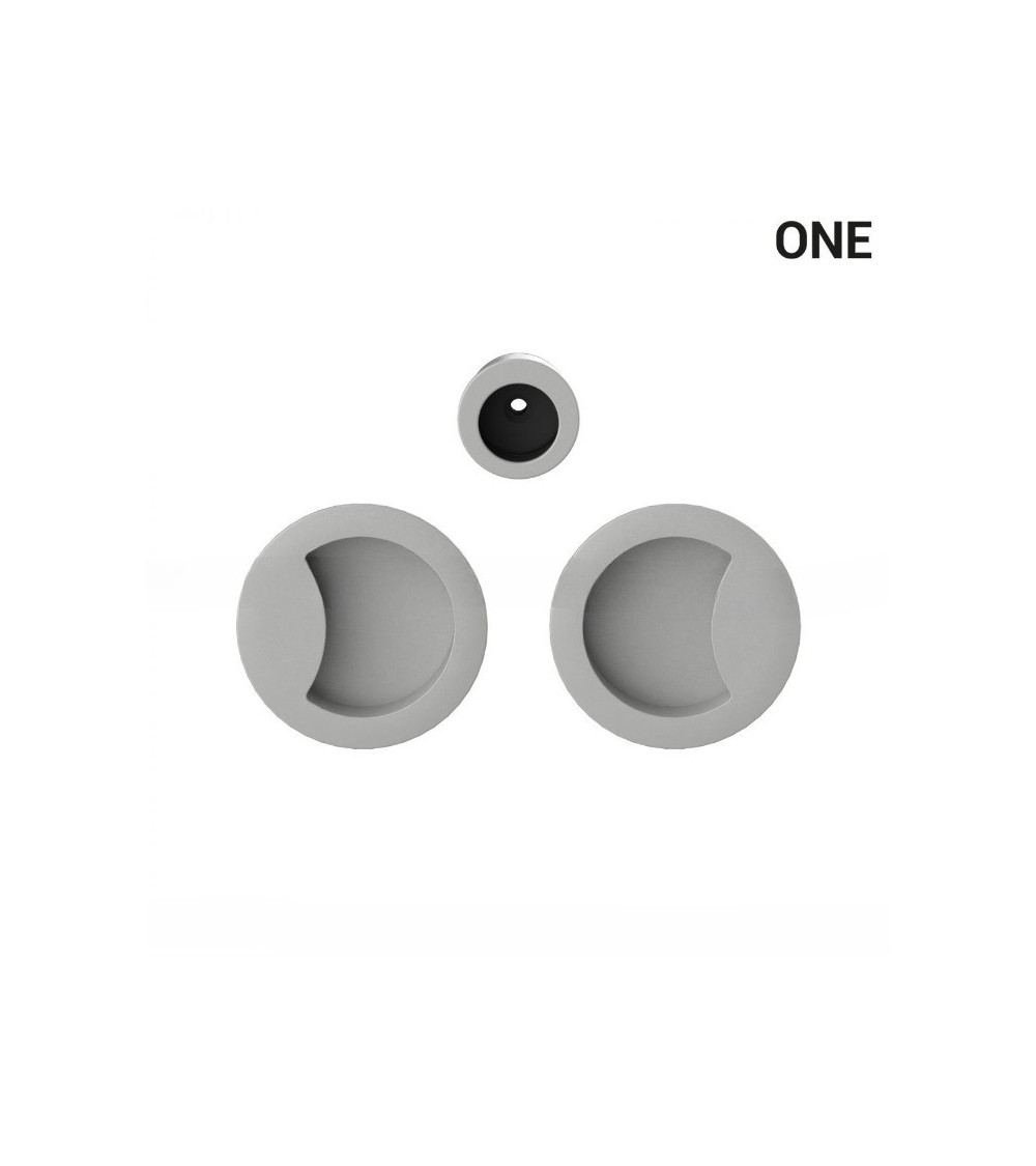 Poignée cuvettes simples de couleur argent, pour portes coulissantes, plaque ronde - Colombo Design Mood One -  poignée design